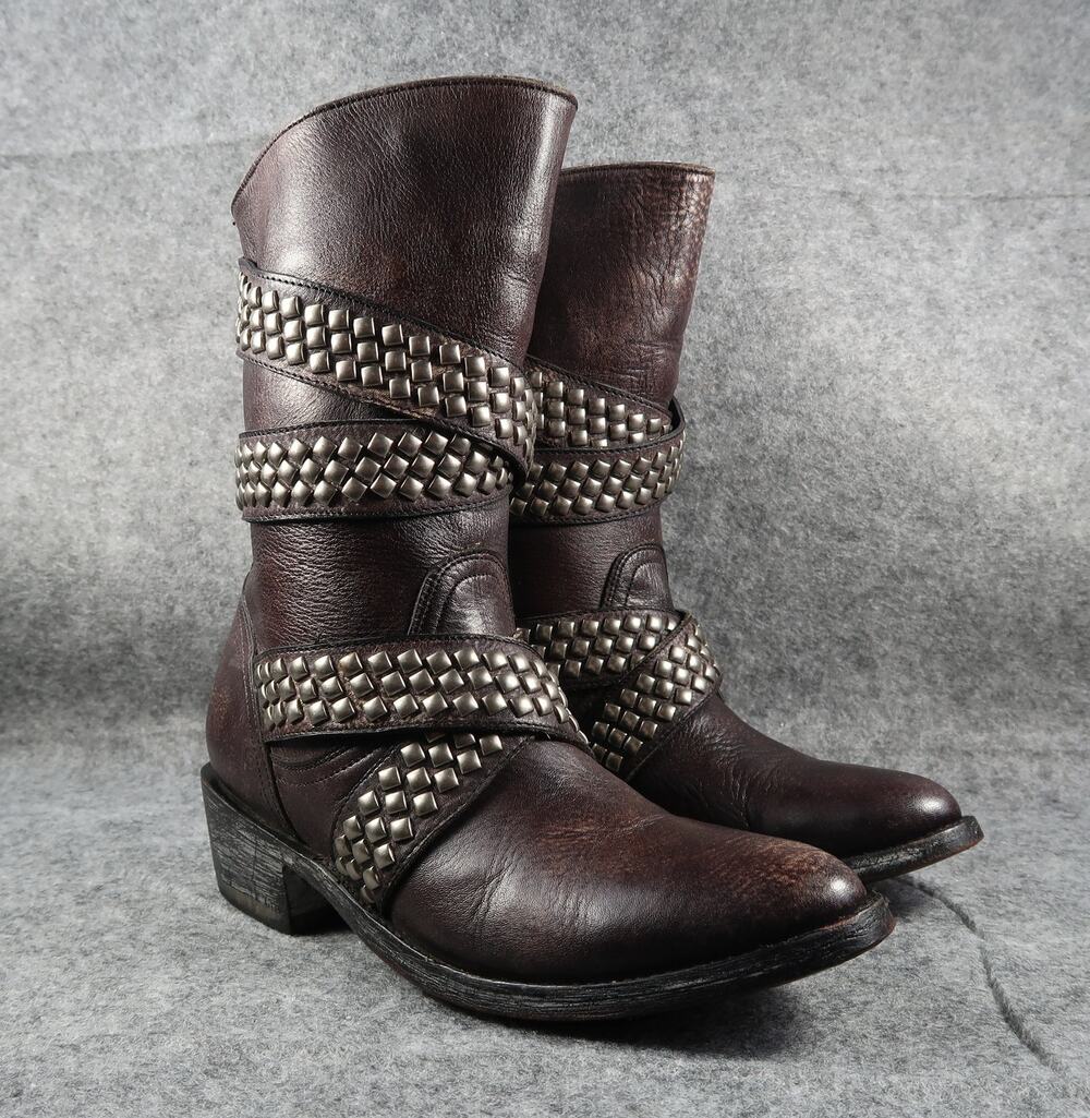 Old Gringo Boots Womens 6 Moto Western Queentia Short Leather Stud Biker Pull On